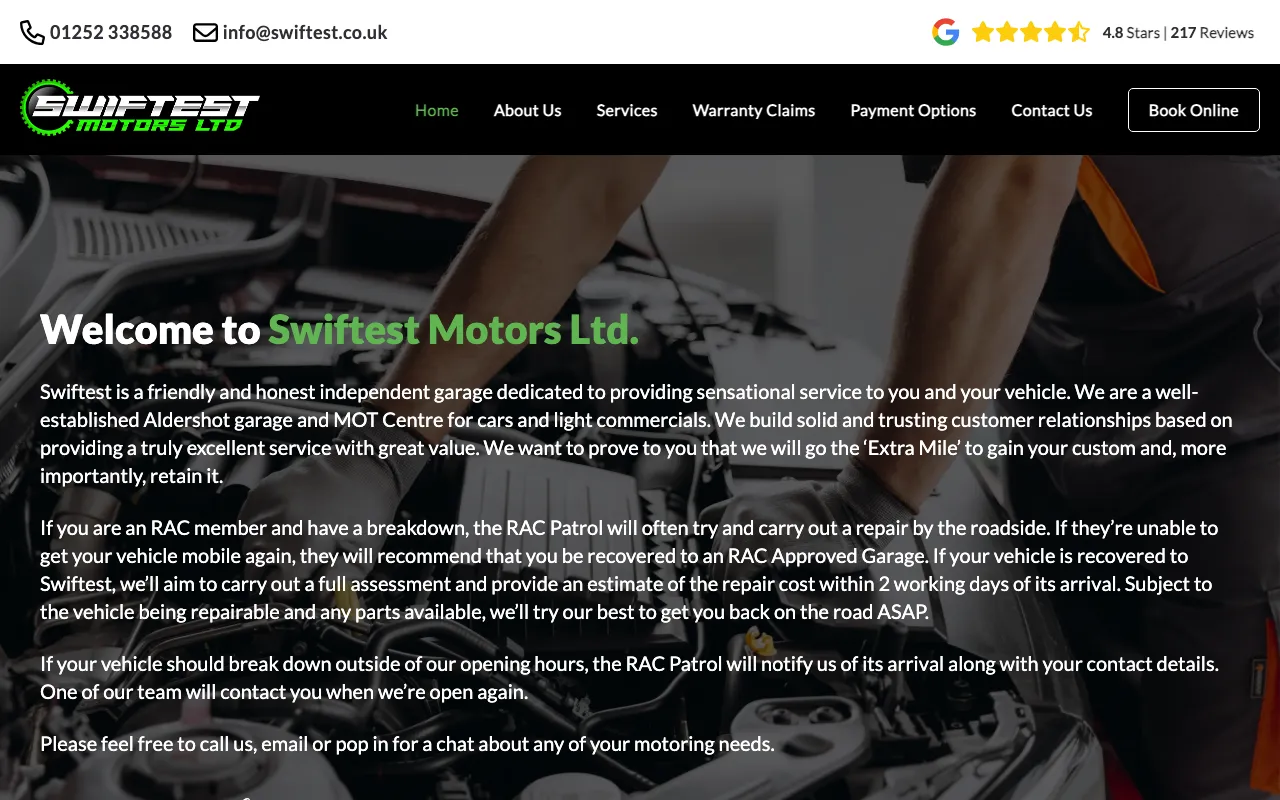 Swiftest courier services website screenshot