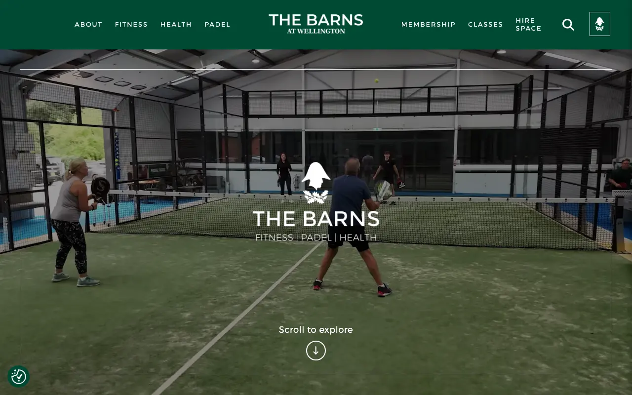 Wellington Barns boutique fitness and health centre website